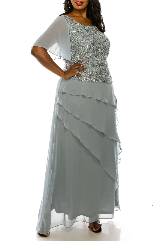 Le Bos Plus Size Long Chiffon Tiered Dress 27708