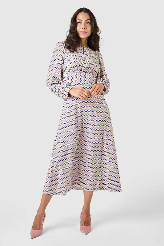 Dana Gathered Waist Midi Dress (Lilac)