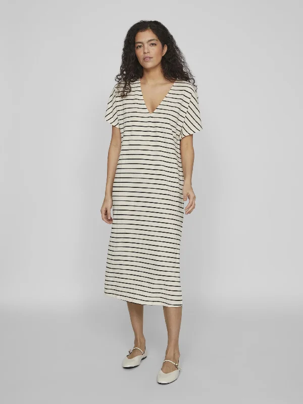 Vialo Short Sleeve Midi Dress (Birch/ Black)