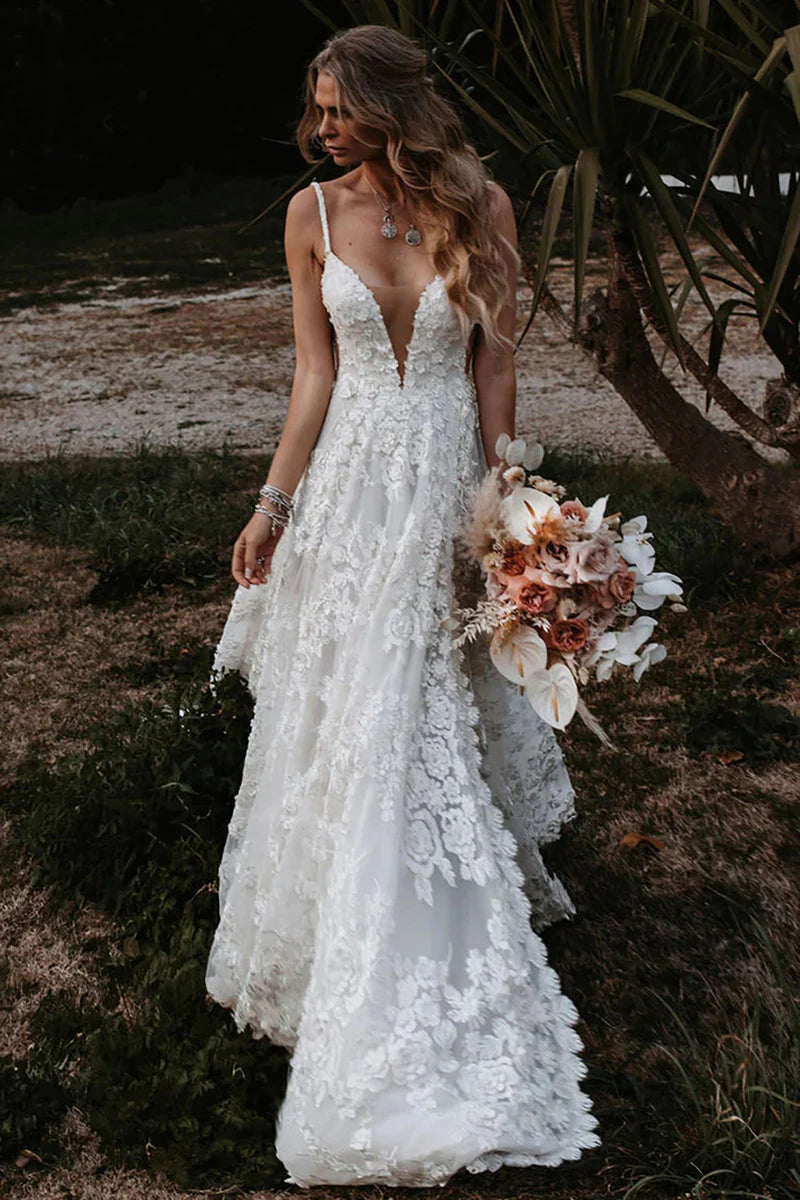 Wedding Dress A-Line Lace with Appliques