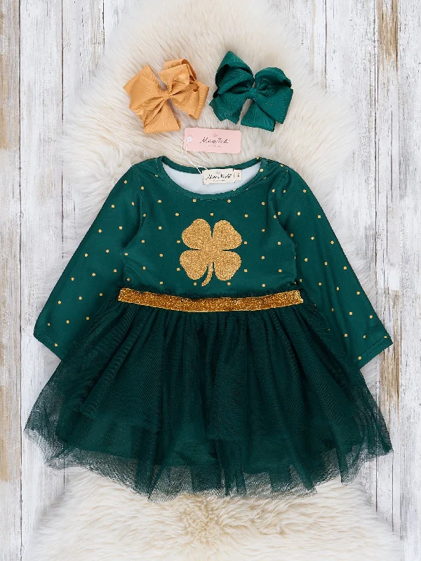 Emerald & Gold 4 Leaf Clover Tulle Dress