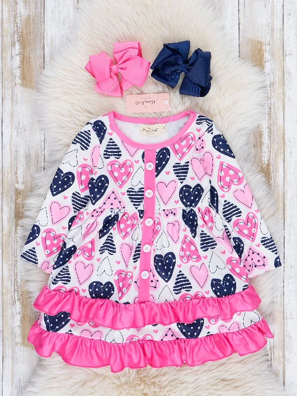 Pink Heart of Hearts Double Tiered Ruffle Dress