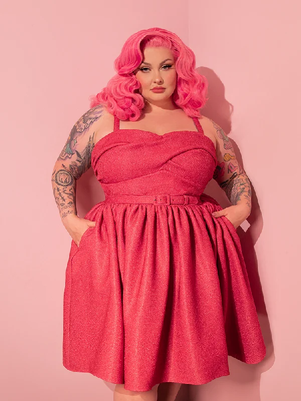 Jawbreaker Swing Dress in Candy Pink Lurex - Vixen by Micheline Pitt