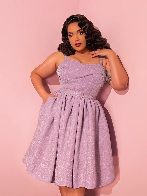 Jawbreaker Swing Dress in Lilac Lurex - Vixen by Micheline Pitt