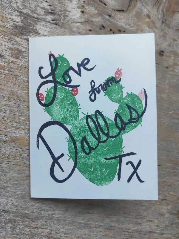 Love From Dallas, TX Prickly Pear Stamped Greeting Card