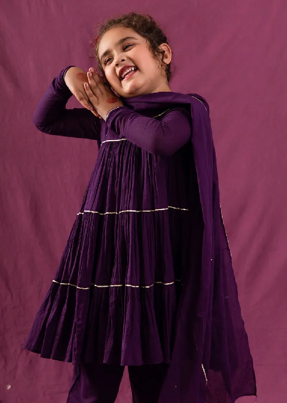 Jiyara Violet Multi Tier Anarkali Suit Set