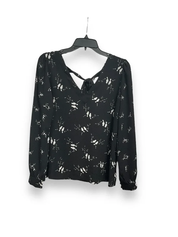 Blouse Long Sleeve By Loft In Black & White, Size: Xs