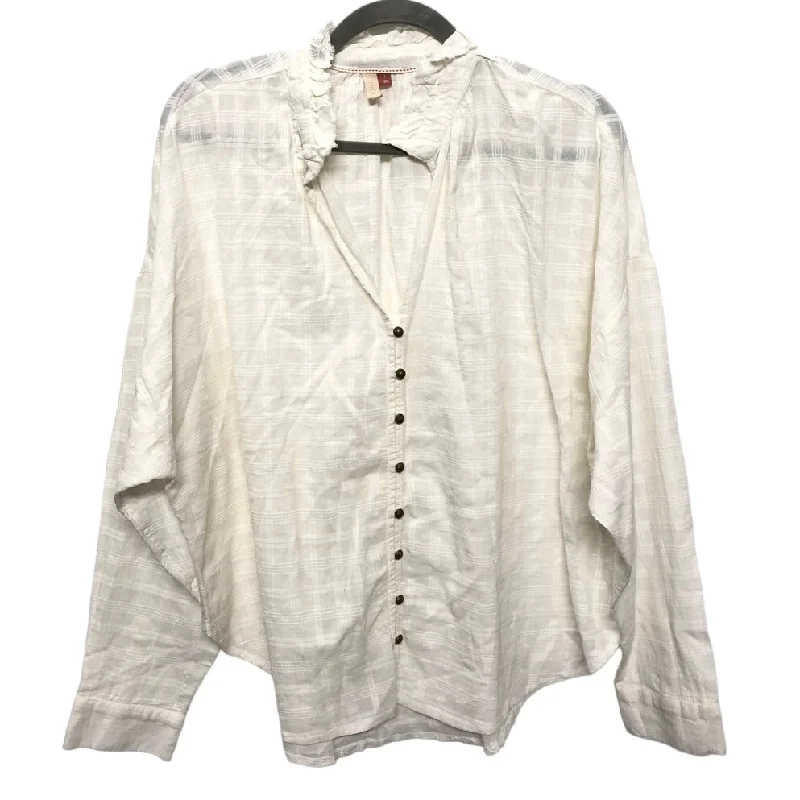 Blouse Long Sleeve By Pilcro In White, Size: L