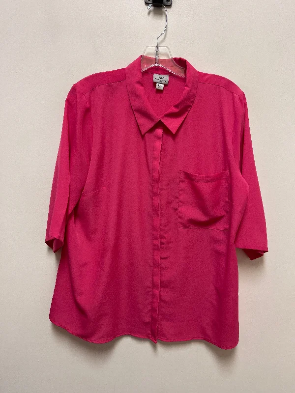 Blouse Short Sleeve By Worthington In Pink, Size: Petite   Xl