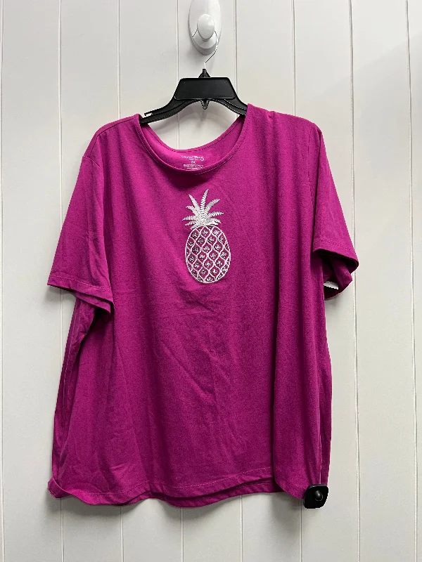 Top Short Sleeve By Coral Bay In Purple, Size: 2x