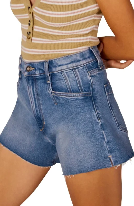 The Jordie Super High Waist Denim Shorts In Blue