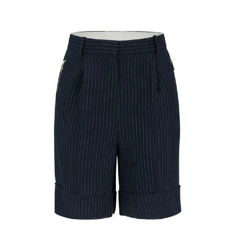 Wide-leg regular-fit pinstripe shorts