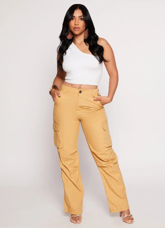 Poplin High Waist Cargo Pants