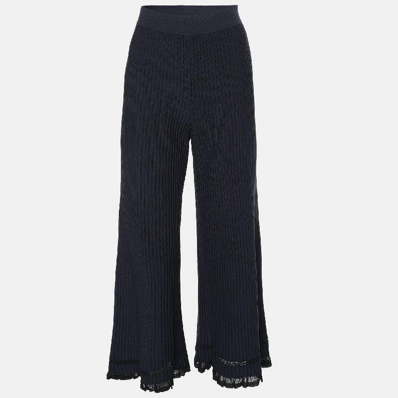 Theory Navy Blue Rib Knit Palazzo Pant