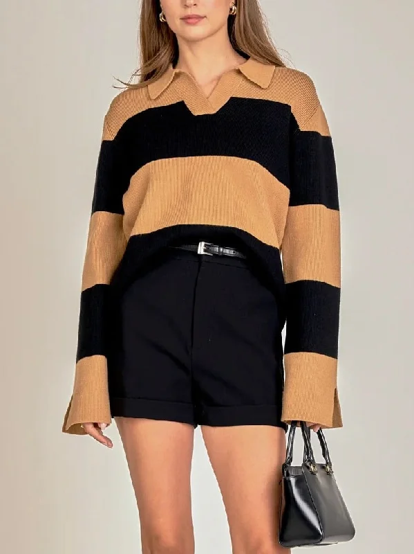 Dani Striped Collared Sweater