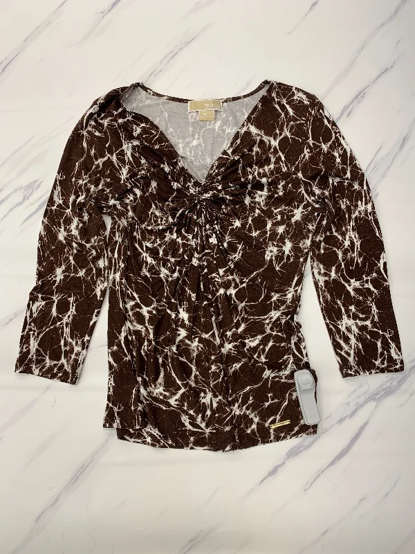 Top 3/4 Sleeve By Michael By Michael Kors In Brown, Size:S