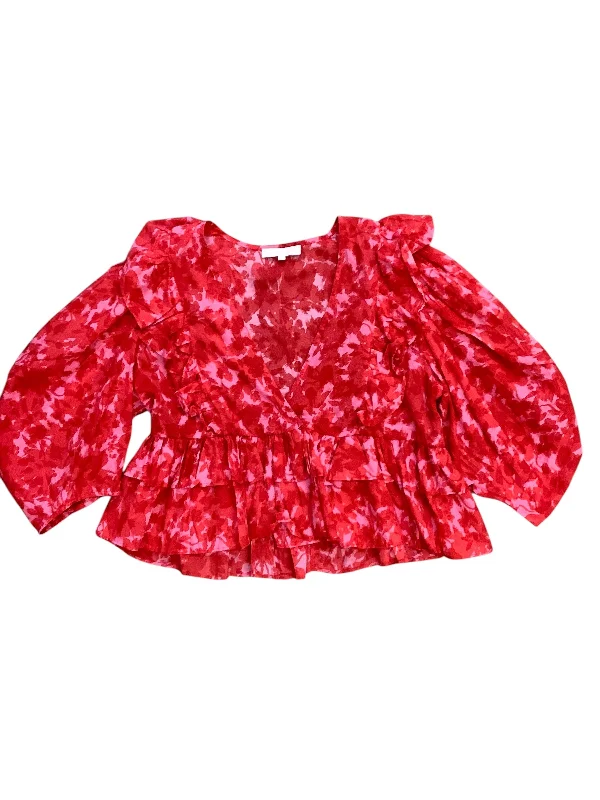 Top 3/4 Sleeve By Olivaceous In Red, Size: L