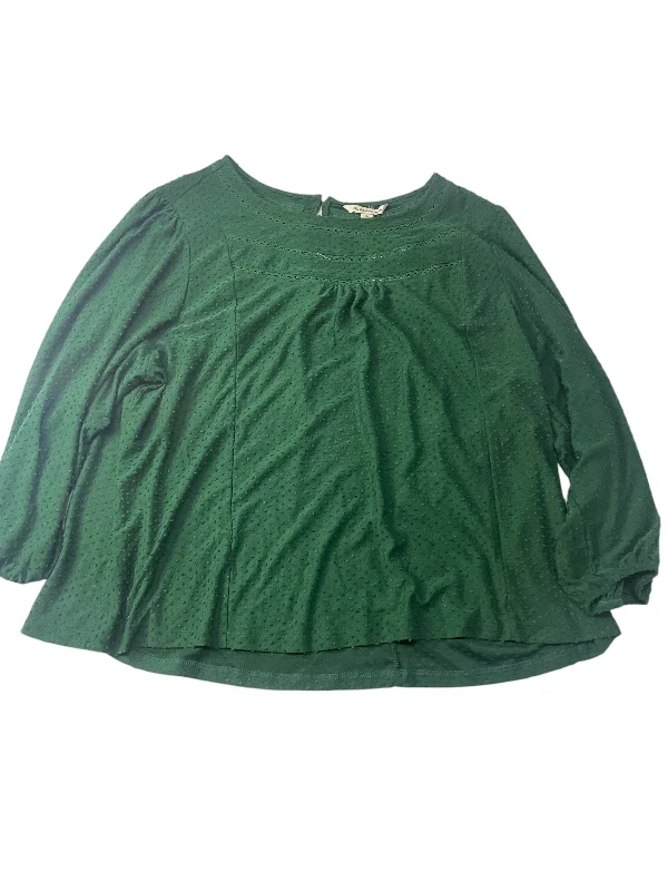 Top Long Sleeve Basic By Zac And Rachel In Green, Size: 3x