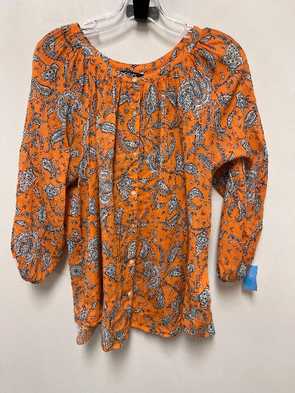 Top Long Sleeve By Chaps In Orange, Size: M