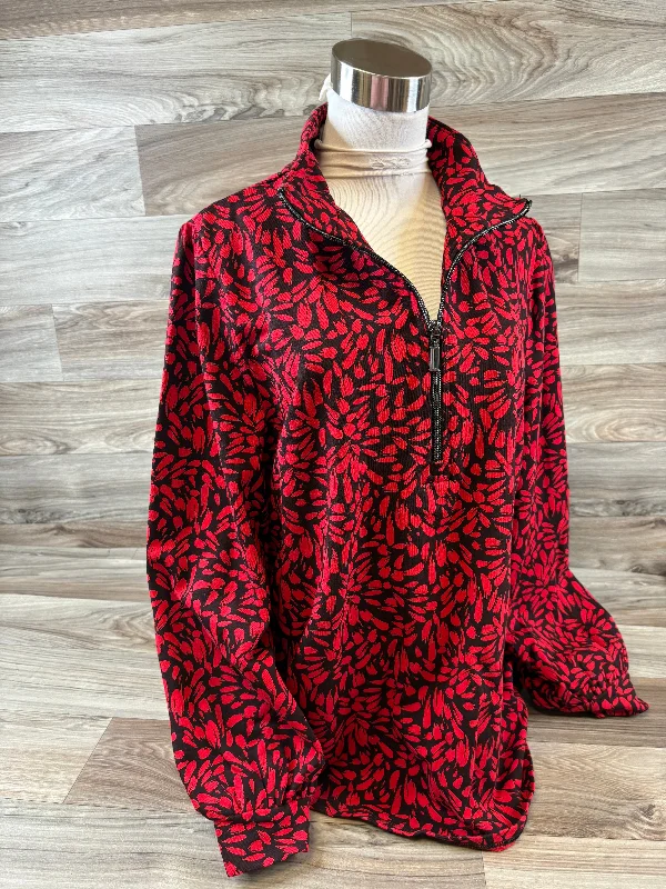 Top Long Sleeve By Chicos In Black & Red, Size: L