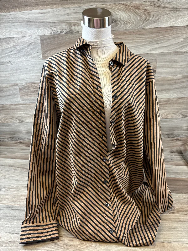 Top Long Sleeve By Chicos In Black & Tan, Size: Xl