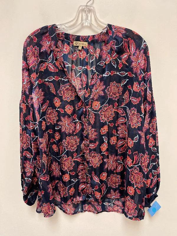 Top Long Sleeve By Democracy In Floral Print, Size: 1x