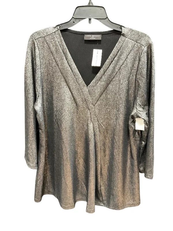 Top Long Sleeve By Lane Bryant In Silver, Size: L