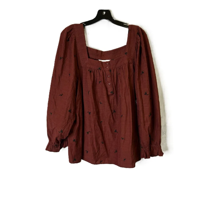 Top Long Sleeve By Lc Lauren Conrad In Brown, Size: Xxl