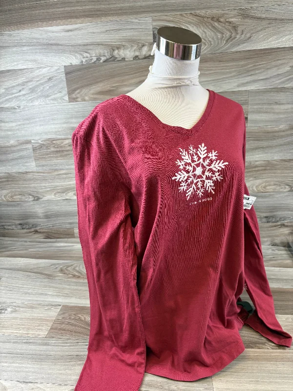 Top Long Sleeve By Life Is Good In Red, Size: Xl