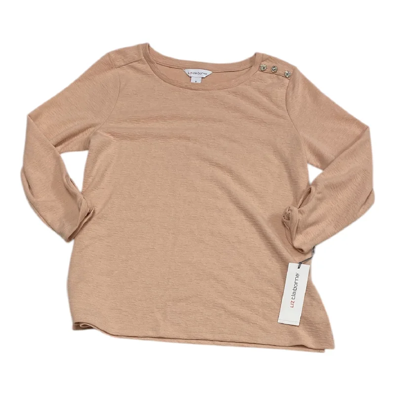 Top Long Sleeve By Liz Claiborne In Pink & Silver, Size: M