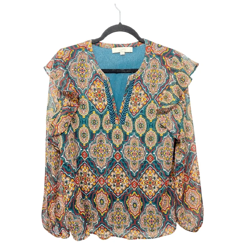 Top Long Sleeve By Loft In Multi-colored, Size: M