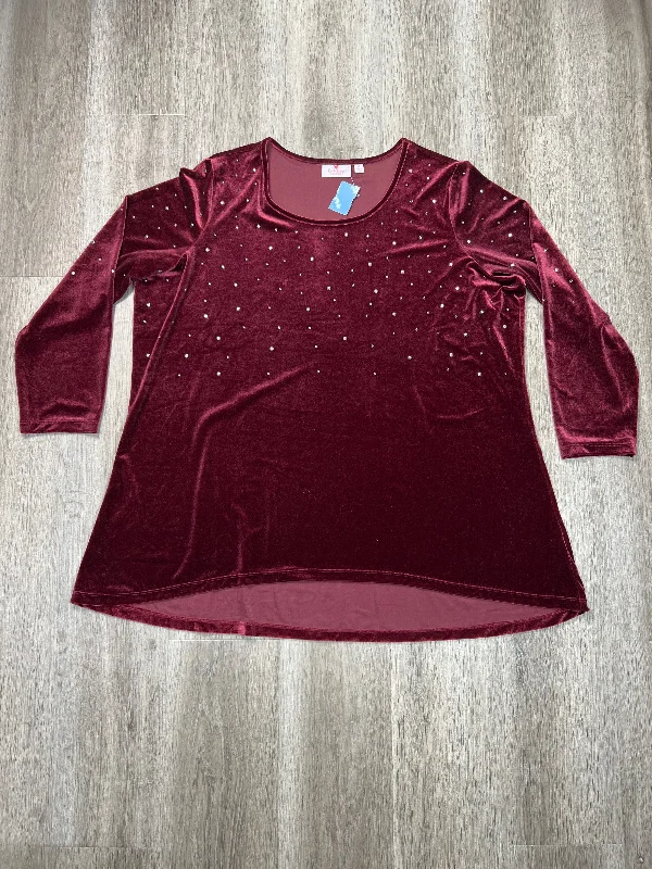 Top Long Sleeve By Quaker Factory In Maroon, Size: 2x