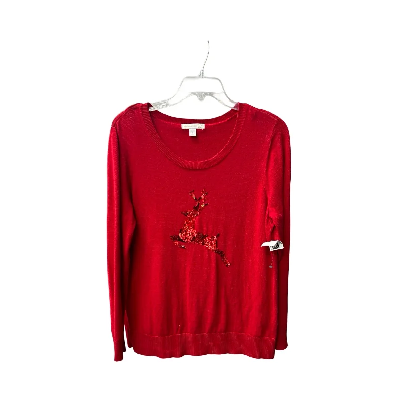 Christmas Top Long Sleeve By Westport In Red, Size: L