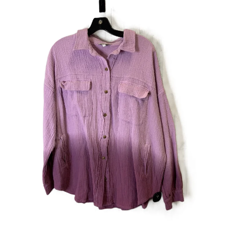 Top Long Sleeve By White Birch In Purple, Size: M