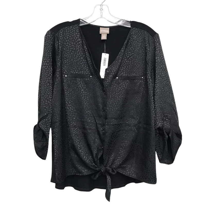 Top 3/4 Sleeve By Chicos In Black, Size:L