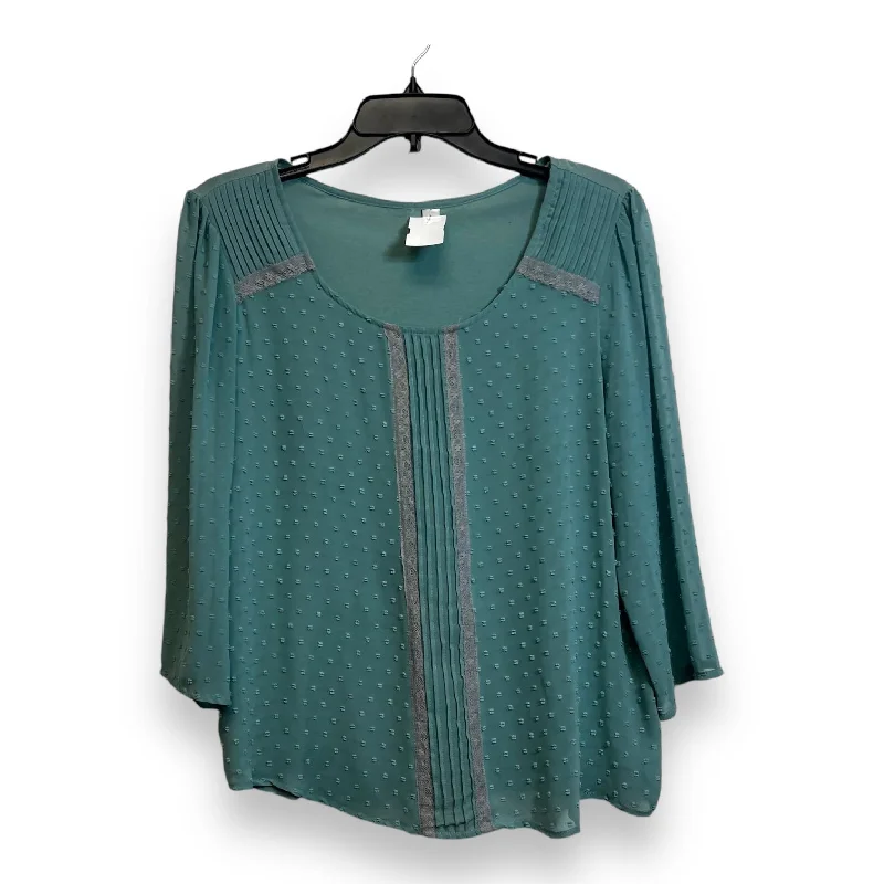 Top 3/4 Sleeve By Cmf In Teal, Size: L