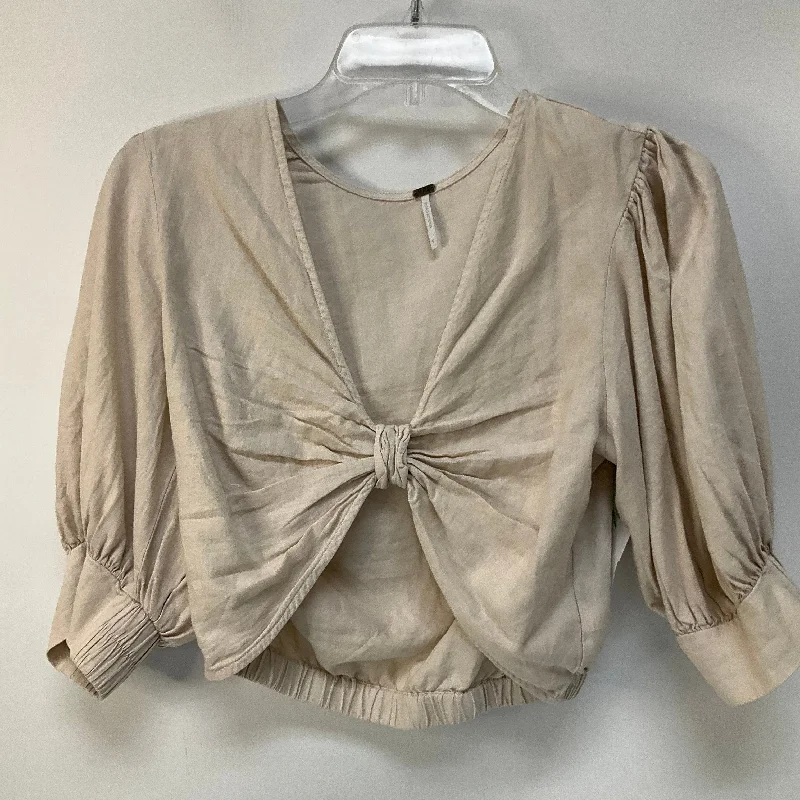 Top 3/4 Sleeve By Young Fabulous & Broke In Beige, Size: S