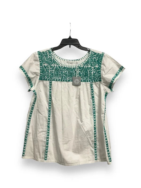 Top Sleeveless By Cmb In Green & White, Size: L